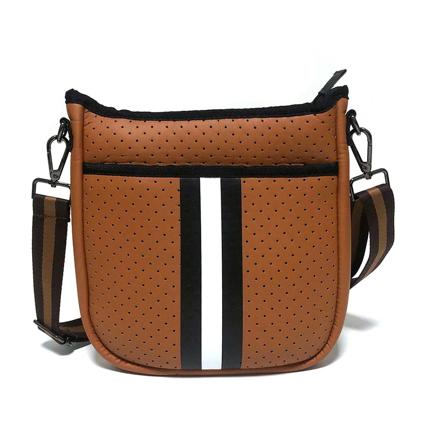 Brown Perforated Neoprene Messenger Bag - Neoprene Bag Store