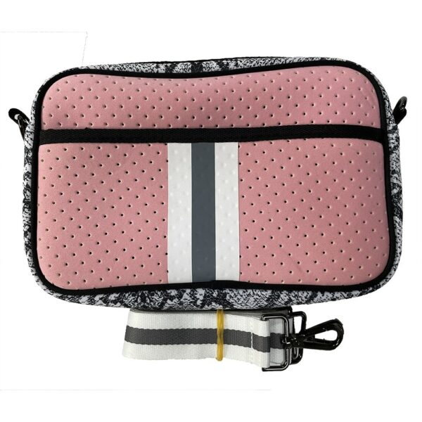 Pink Gray Neoprene Crossbody Bag
