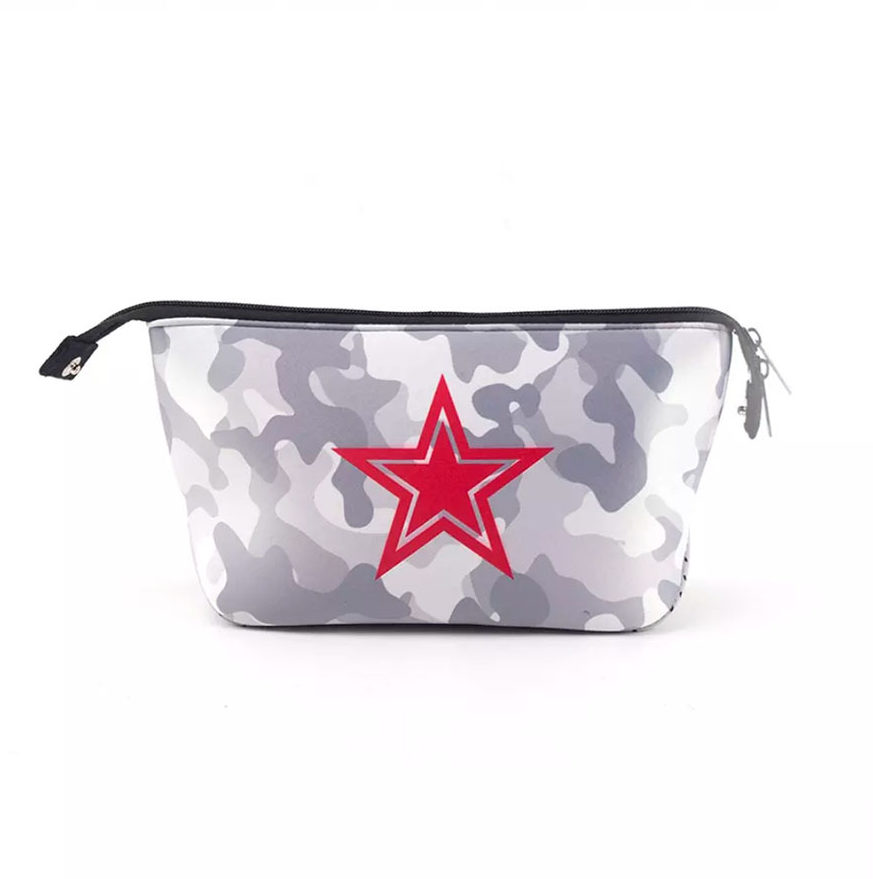 Red Star Camo Neoprene Cosmetic Bag - Neoprene Bag Store