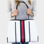 Black And White Stripes Neoprene Tote Bag