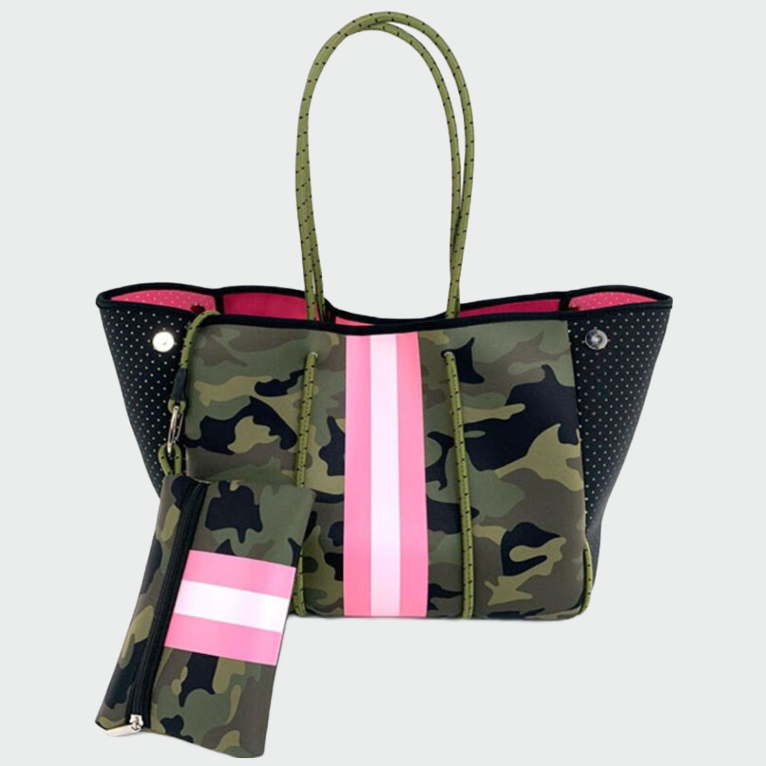 Camouflage Pink Stripes Neoprene Bag