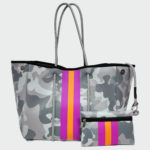 Pink-Yellow Stripes Camouflage Neoprene Tote